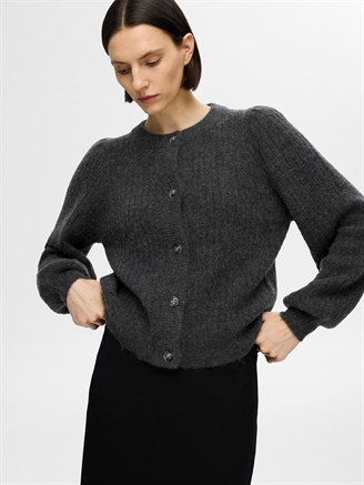 Selected Femme SlfLulu LS Structure Knit Cardigan Volcanic Ash